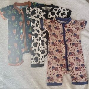 18-24 shorty bundle Set with Flag, Cow, and Cactus Prints fletch and BOJ